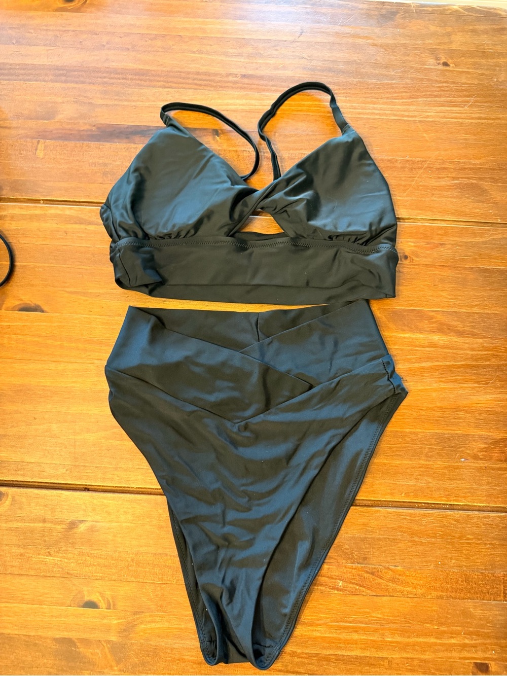 aerie Black High-Waist Triangle Bikini Set